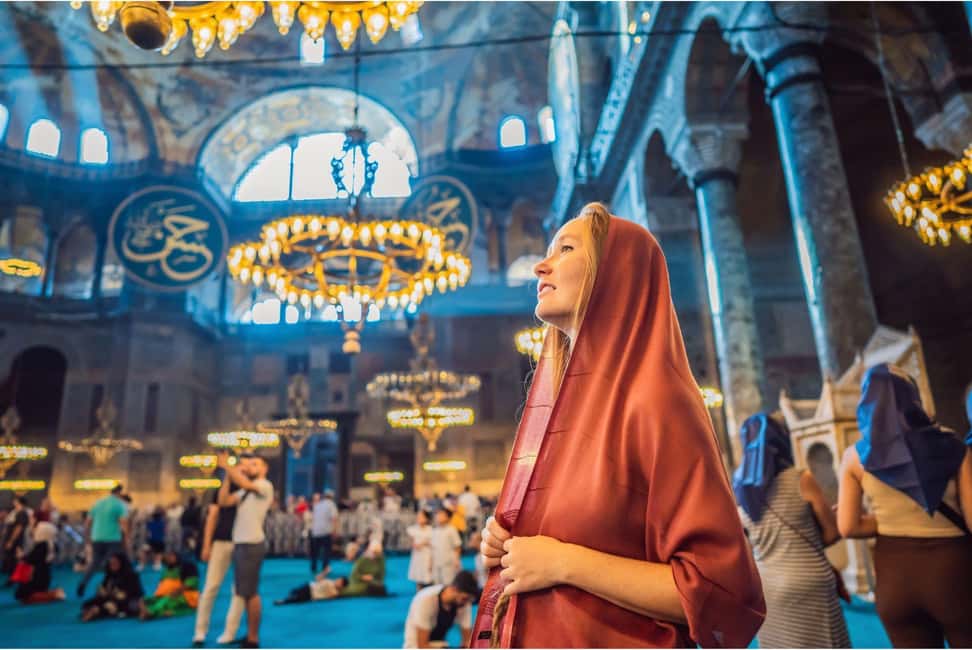 Istanbul: Blue Mosque and Hagia Sophia Tour w/Entry Tickets - Blue Mosque (Sultan Ahmed Mosque): blue tiles, prayer pauses, and what to wear