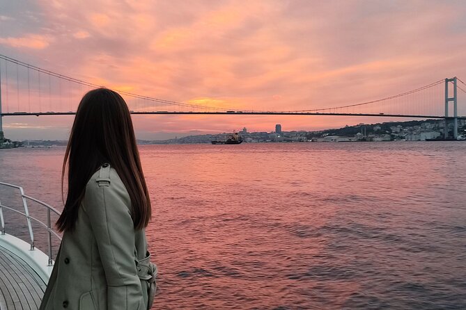 Istanbul Bosphorus Sunset Cruise with Wine on a Luxury Yacht - Ortaköy under the European foot of the bridge