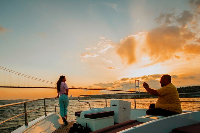 Luxury Sunset Yacht Cruise on the Bosphorus – Refresh & Relax - Maiden’s Tower and the Golden Horn skyline after dark